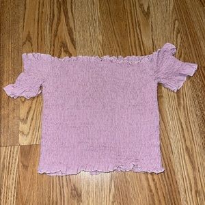 Shein Pink Smocked Off The Shoulder Top